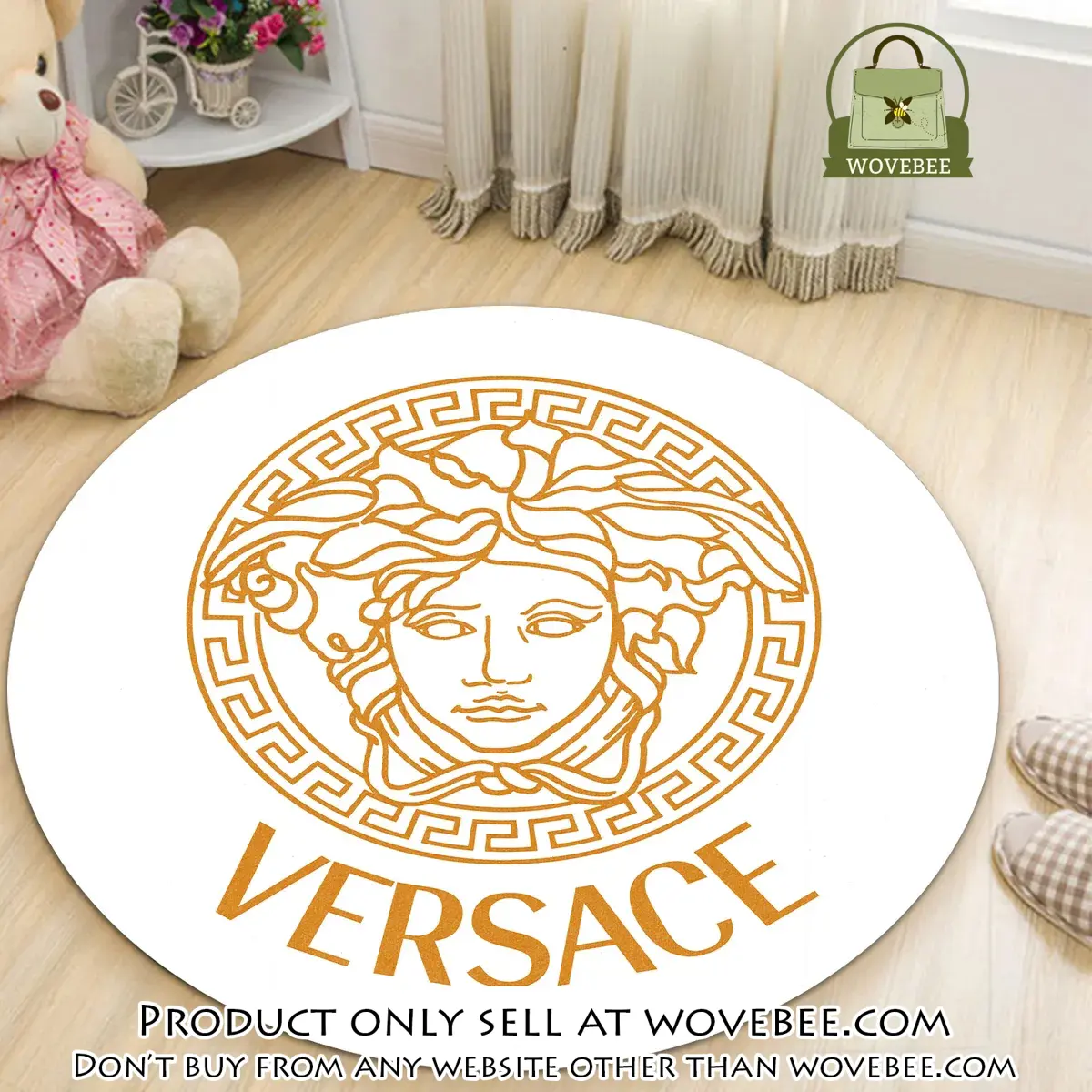 Versace medusa white luxury brand round rug carpet home decor wvb5922503